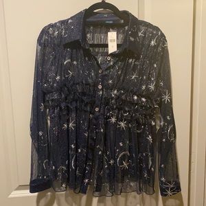 Eva Franco Top - navy with silver size M